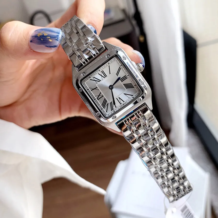 Modemärke tittar kvinnor tjej fyrkantiga arabiska siffror dial stål stål metall av god kvalitet lyxig handledsklocka c65323u