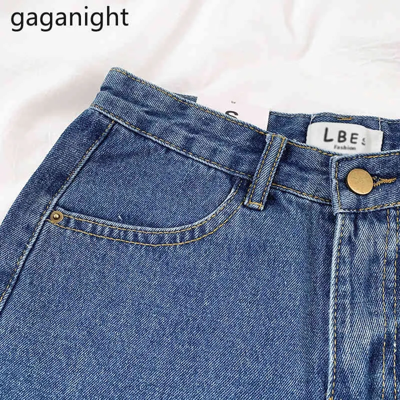 Gaganight Vintage femmes solide jean effiloché taille haute poche mode dames Streetwear Denim Shorts grande taille goutte court 210519