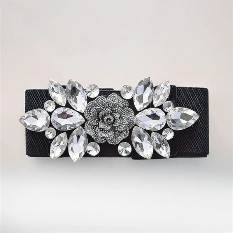 Ceinture en strass brillant pour femmes, élastique, perle de cristal, jupe décorative, manteau, Style de rue, diamant, 250d