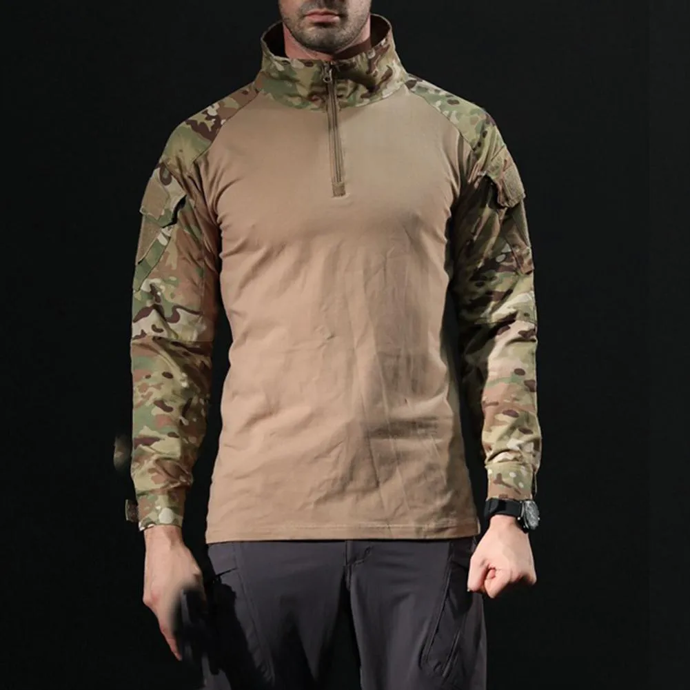 Designer män armé taktisk t-shirt Camouflage långärmad dragkedja med dragkedja