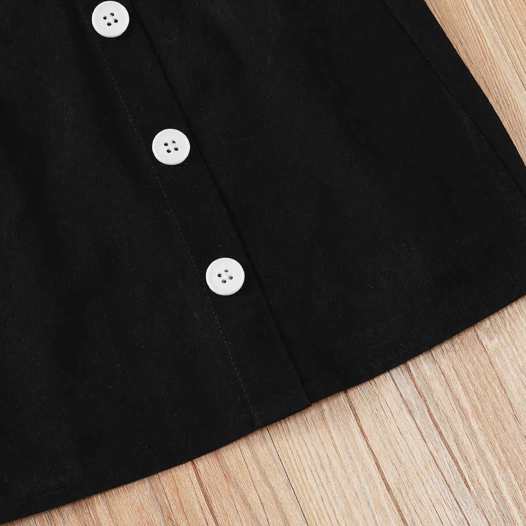 Été Enfants Ensembles À Manches Courtes Imprimer Angle Lettre T-shirt Simple Poitrine Jupe Noire Mignon Filles Garçons Vêtements Ensemble 2-10T 210629
