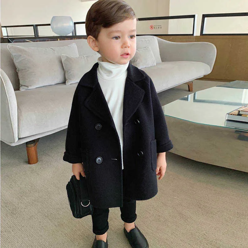 Alta qualidade treliça crianças casaco de lã para meninos moda outono inverno jaqueta menino blusão crianças inverno overcoat9761304