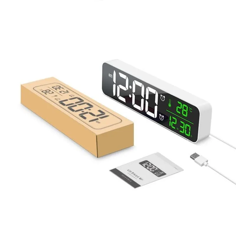 Светодиодные цифровые будильники SZE Температура Дата отображения USB настольные полосы зеркальные часы для украшения гостиной 220311
