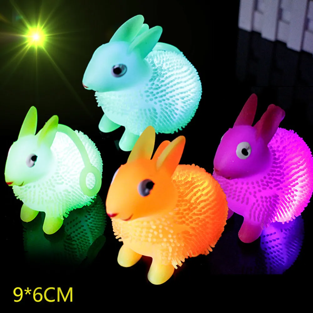 Gummi-LED-Häschen-Hüpfball, blitzsicher, leuchtendes Kaninchen-Hüpfspiel, im Dunkeln leuchtendes Spielzeug für Kinder im Freien