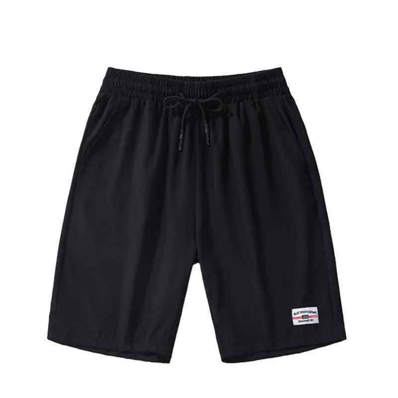 Verão casual shorts homens soltos calças cortadas esportes tricotar calças retas poliéster curto oversize5xl 210629