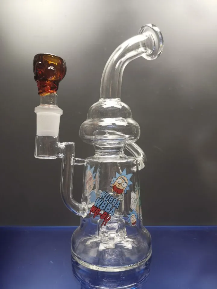 Big Recycle Bongs Dab 장비 용수 오일 버너 유리 잔 담배료 파이프 유리 석유 장비 18.8mm 조인트 Sestshop