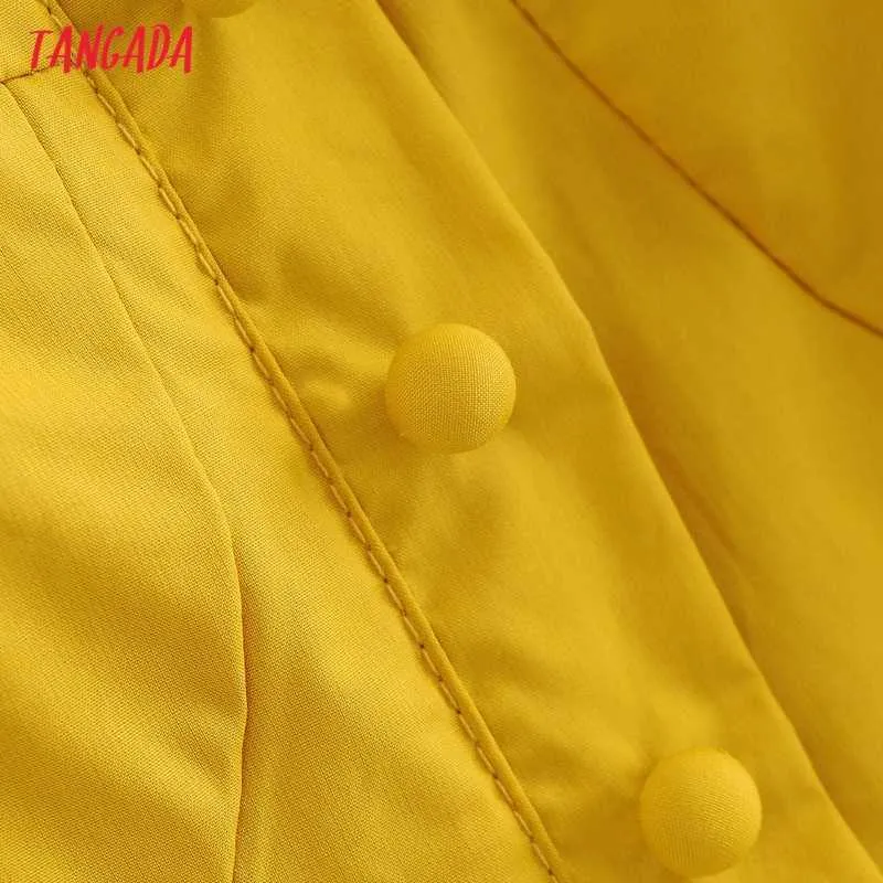 Tangada verano mujeres vestido amarillo estilo francés sin mangas cremallera lateral damas mini vestido vestidos 3a112 210609