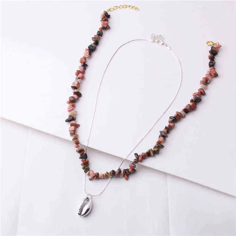 Collana multistrato bohémien Turchesi blu Collane fatte a mano in pietra di corallo rosso le donne Collana con pendente a conchiglia Gioielli feste G1206