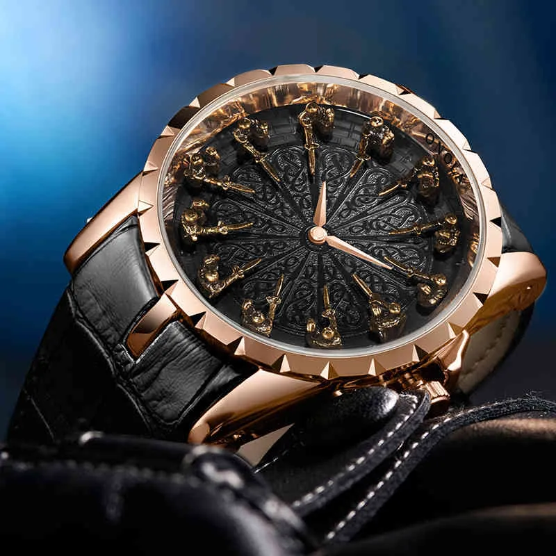 2020 новые модные ретро часы для мужчин, наручные часы из мягкой искусственной кожи, черные часы с рыцарским циферблатом, спортивные часы Reloj Hombre235V