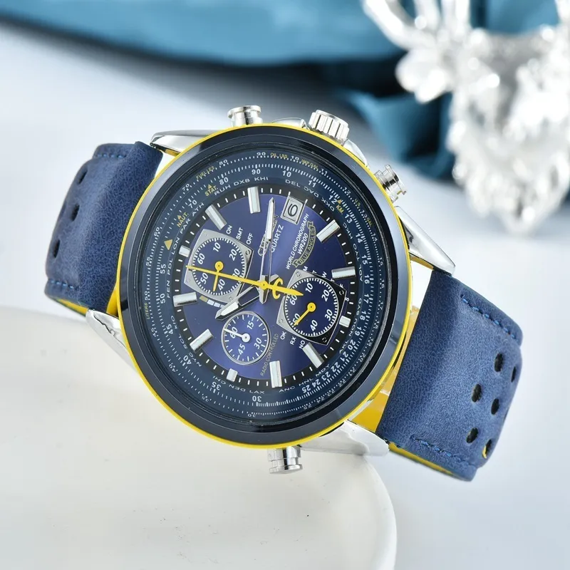 Relojes de cuarzo de marca japonesa de lujo para hombre, reloj de pulsera con cronógrafo Angel World, reloj informal de negocios con correa de cuero y acero, 22031301h