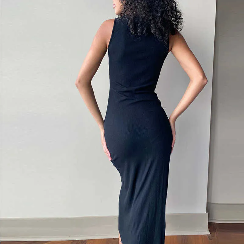 2021 Ciepły Spring Kobiety Midi Sukienka Office Lady Work Formalne Sexy Kombinezony Ogniowe Krajobraz Dress Dress Front Split Skinny Przyciski M0301 Y0603