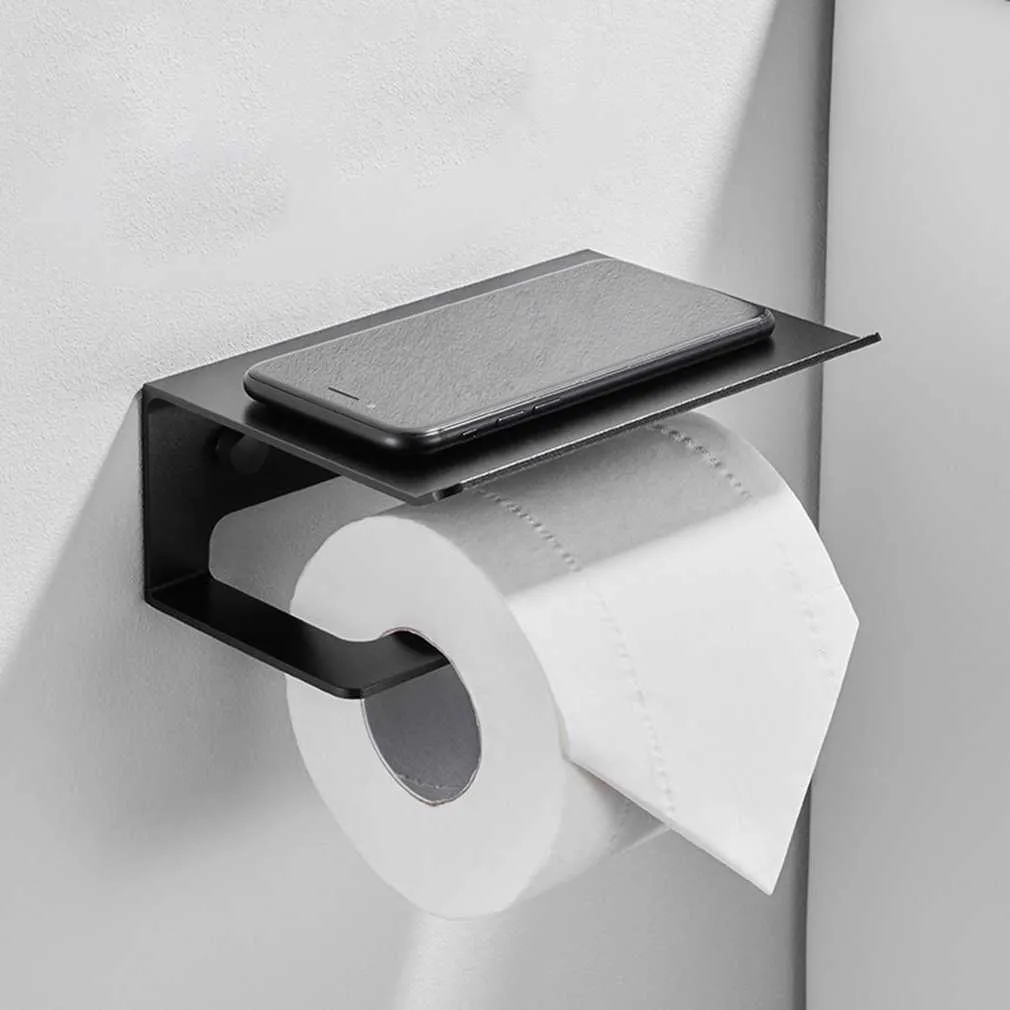 Porte-rouleaux de salle de bains de haute qualité en acier inoxydable téléphone portable Toilette Toilette 210709