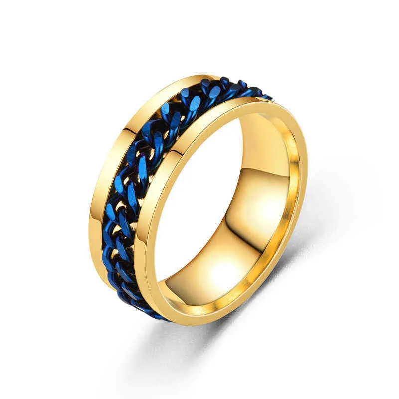 Mode roestvrij staal roteerbare mannen paar ring hoge kwaliteit spinner ketting roteerbare ringen punk vrouwen man sieraden voor partij gift G1125