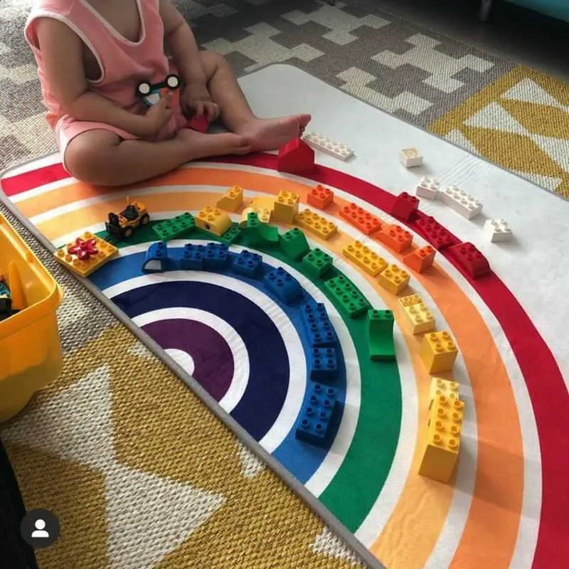2 Stück Kinderzimmer Regenbogen Teppich Krabbelunterlage Rutschfeste Babyspielmatte Spielteppich Kinder Hoom Kinderzimmer Dekor 210724