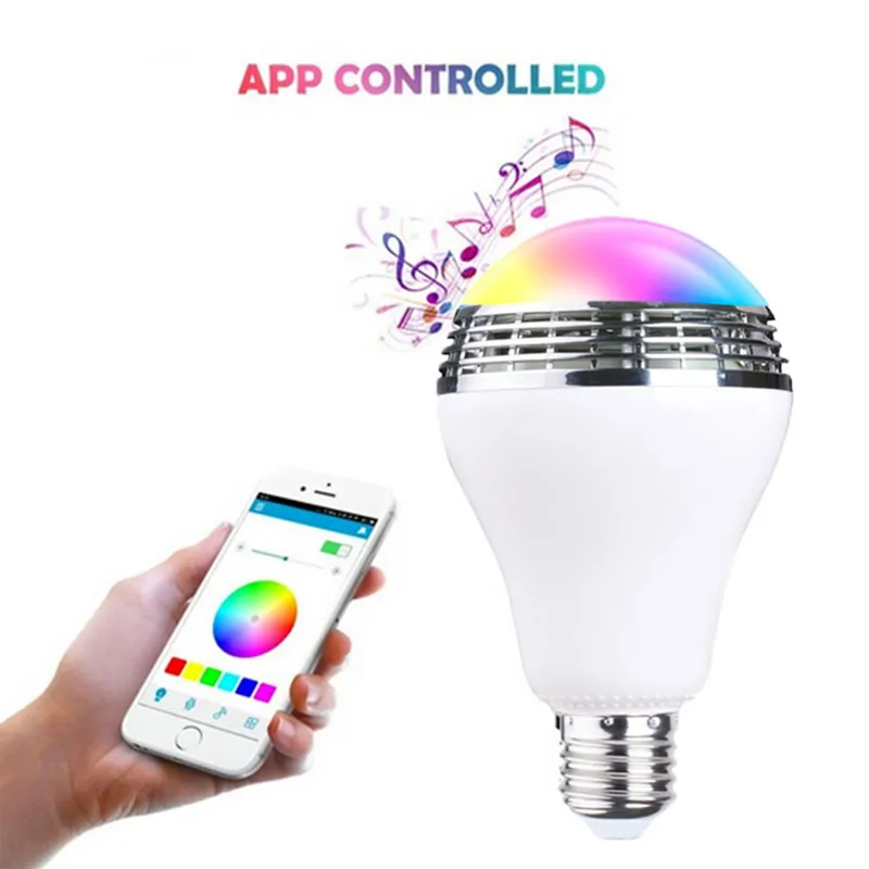 Inteligentna żarówka bezprzewodowa Bluetooth Music głośniki audio żarówki 12W E27 LED RGB światło zmieniają się za pośrednictwem aplikacji Control238p