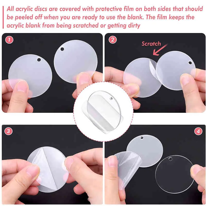 et Acrylclear Circle Blanks Keychain Quasten Set Acrylkreis Kreisschlüsselring Tassels Sprungringe für Schmuck DIY -Schlüsselanhänger 2102019798