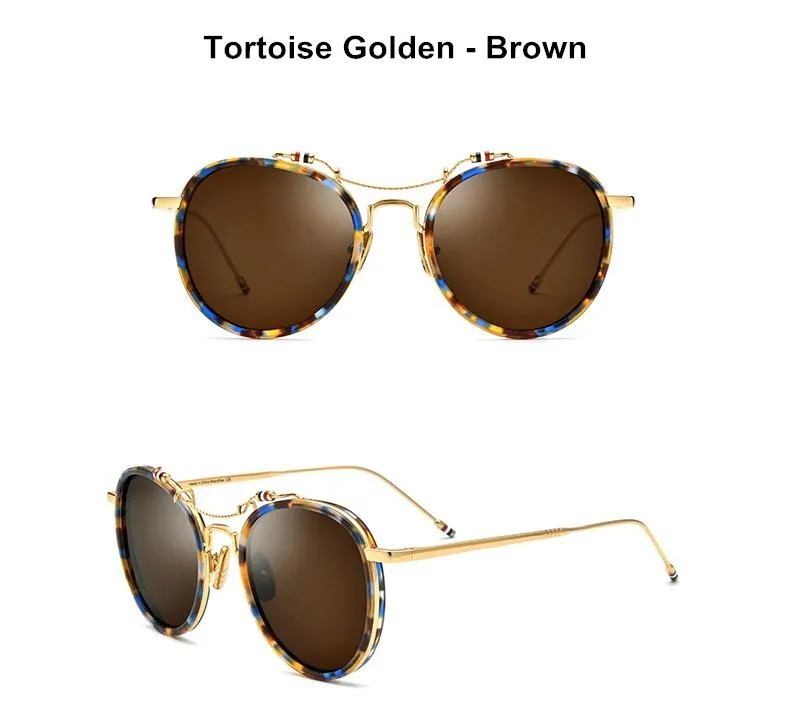 Polarized Sunglasses Thom Brand Fashion TBS815 Titanium Round Sun Glasses For Men Women UV400 Retro Driving Eyeglasses219T