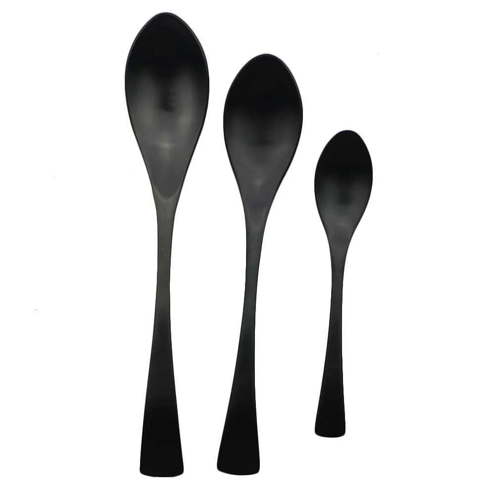 6 / Black Dinnerware Cutelaria Definido De Aço Inoxidável De Cozinha De Cozinha Set Steak Facas Forquilha De Café Colher De Café Flatware Drop 211012