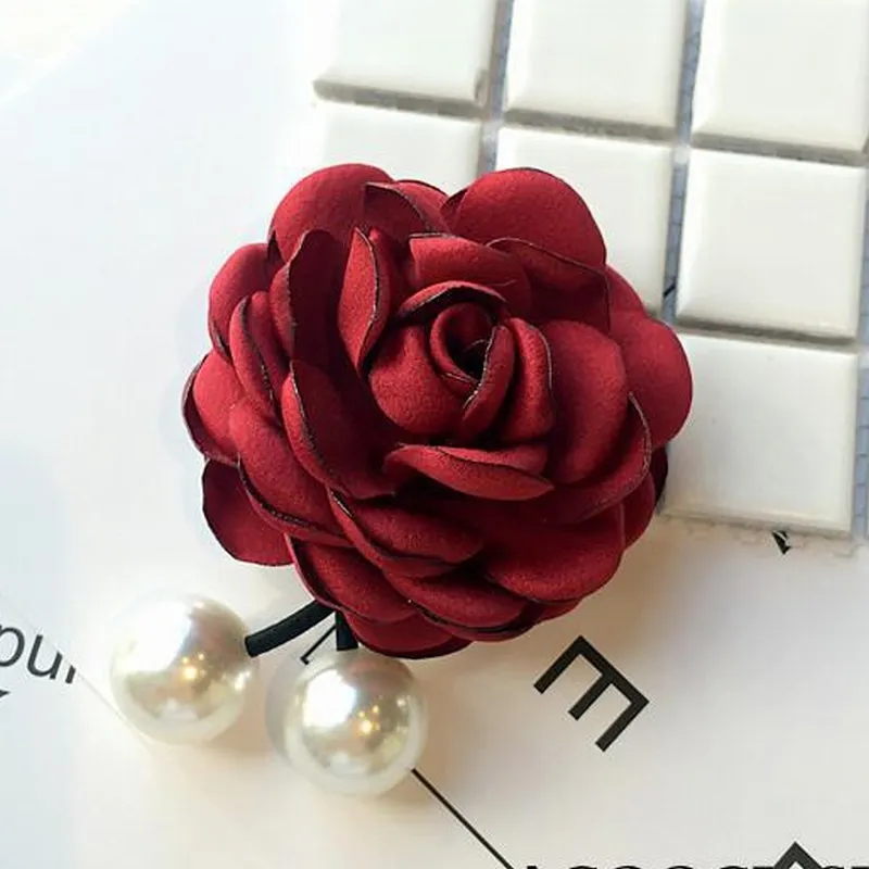 Broche de perla de imitación de flor de tela exquisita Retro de moda japonesa coreana para Mujeres Hombres traje abrigo ramillete accesorios de joyería