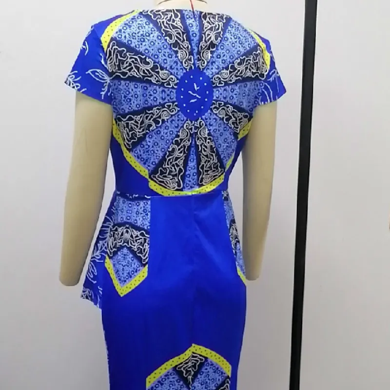 女性アフリカの伝統的な服マキシプリーツワックスマーメイドドレス