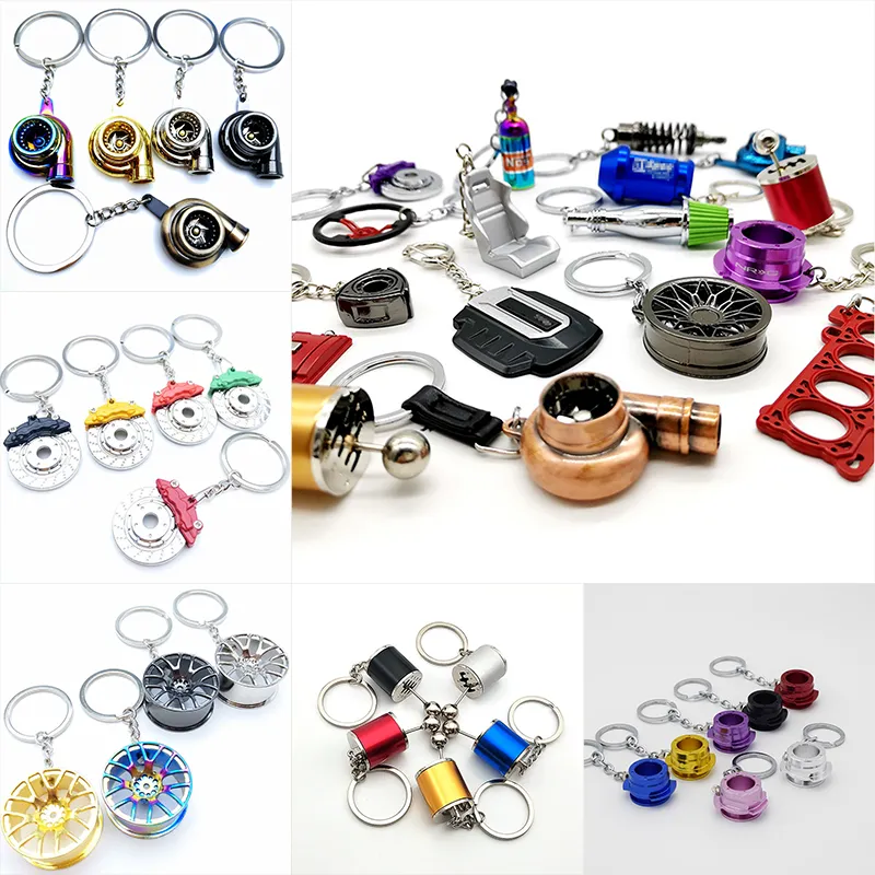 5 pçs / conjunto de peças de carro modelo keychain seis velocidades manual de mudança chave chave de auto peças de brinquedo homens pneu tyre chaveiro presente atacado