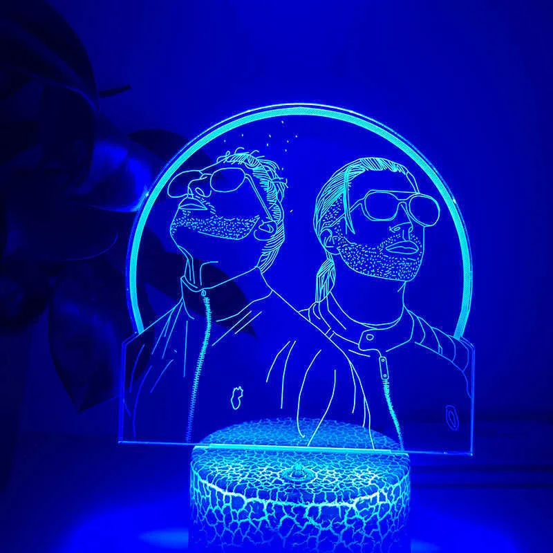 3D LED Night Light French Rap Group PNL Home Decor Bedroom Cartoon Table Changing Touch Lamp For Fans Gifts Light H0922