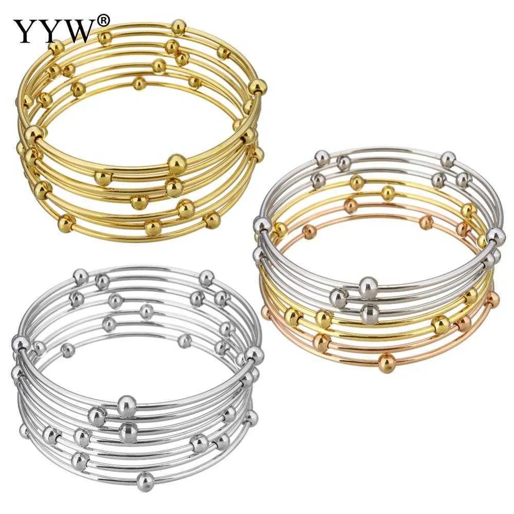 Moda mujer joyería cinco cuentas pulsera de diseño para mujeres oro plata color pulsera de acero inoxidable brazalete femenino mejor regalo Q0717