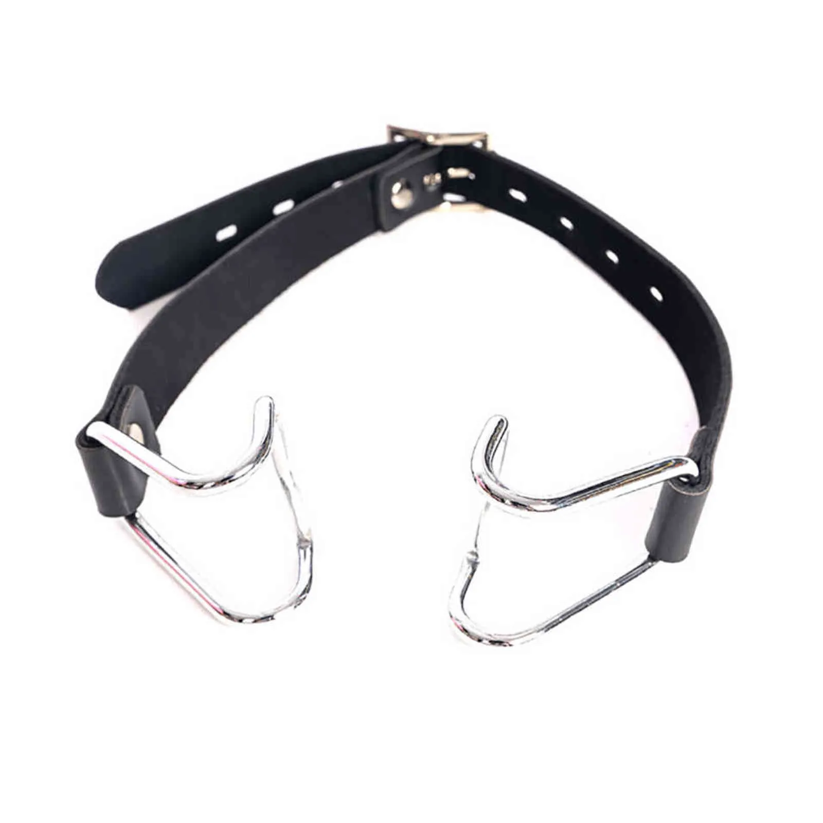 camaTech BDSM Metal Nose Hook Open Mouth Gag Bondage Slave Oral Fixation Bite with Clip Leather Harness Straps Sex Toys 2111239953134