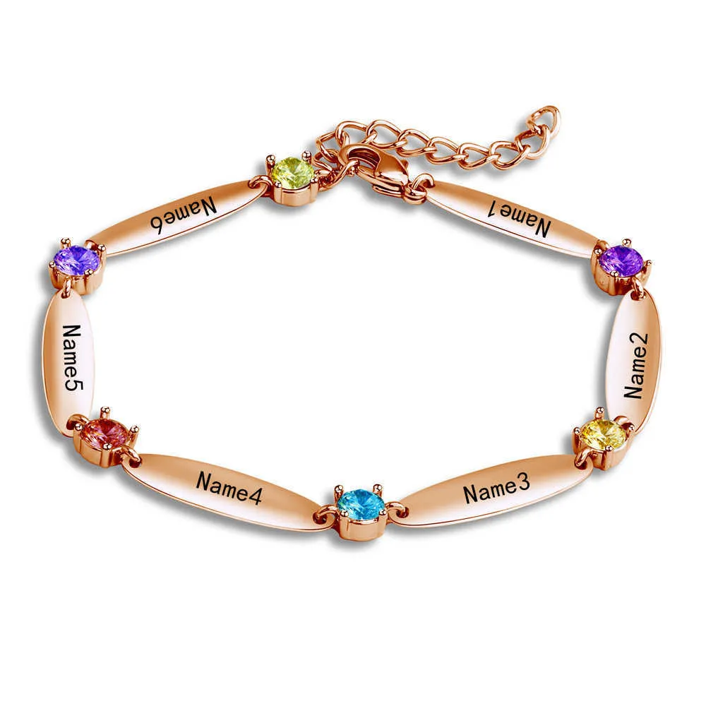 Aurosaco - Multicolor Birthday Stone Bracelet, Engraved Name Bangle, Diamond Color, Personalized Name, Baby Feet, Birthday Gift