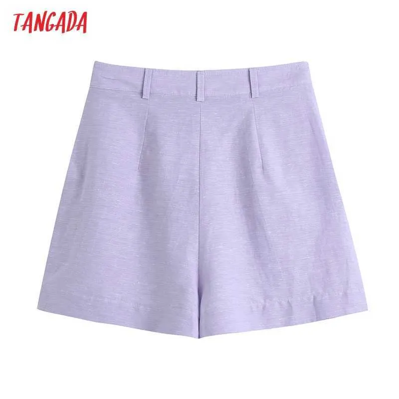 Tangada Femmes Élégant Violet Solide Shorts Poches À Glissière Latérale OL Shorts Pantalones BE737 210609