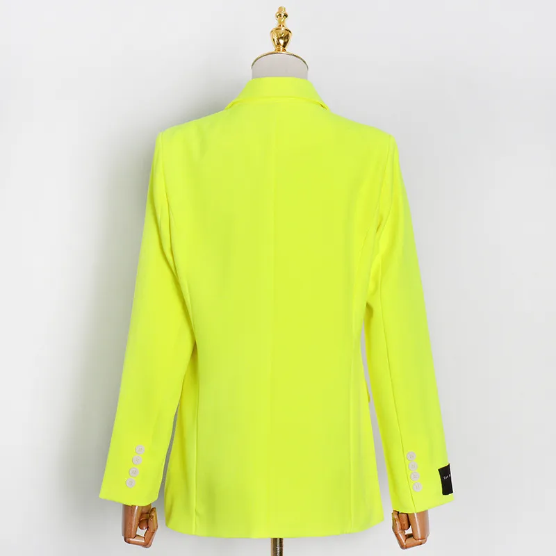 Lâche décontracté Chic néon jaune Blazers pour femmes mode tout-match manteaux tempérament bureau montre de sport femme printemps 210525