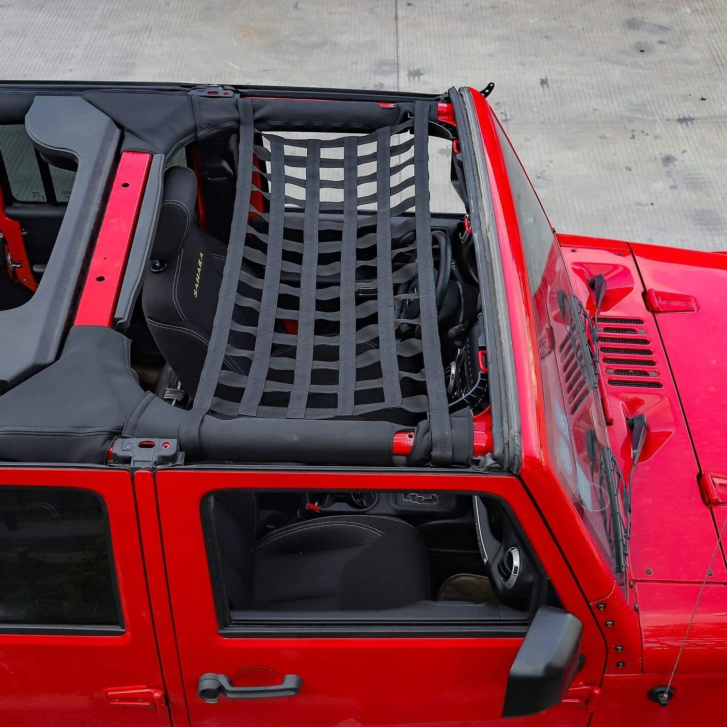 Jeep Wrangler yj tj jku jlu jlu 1987-2020에 대한 새로운 메쉬화물 Netauto 지붕 그물 해먹