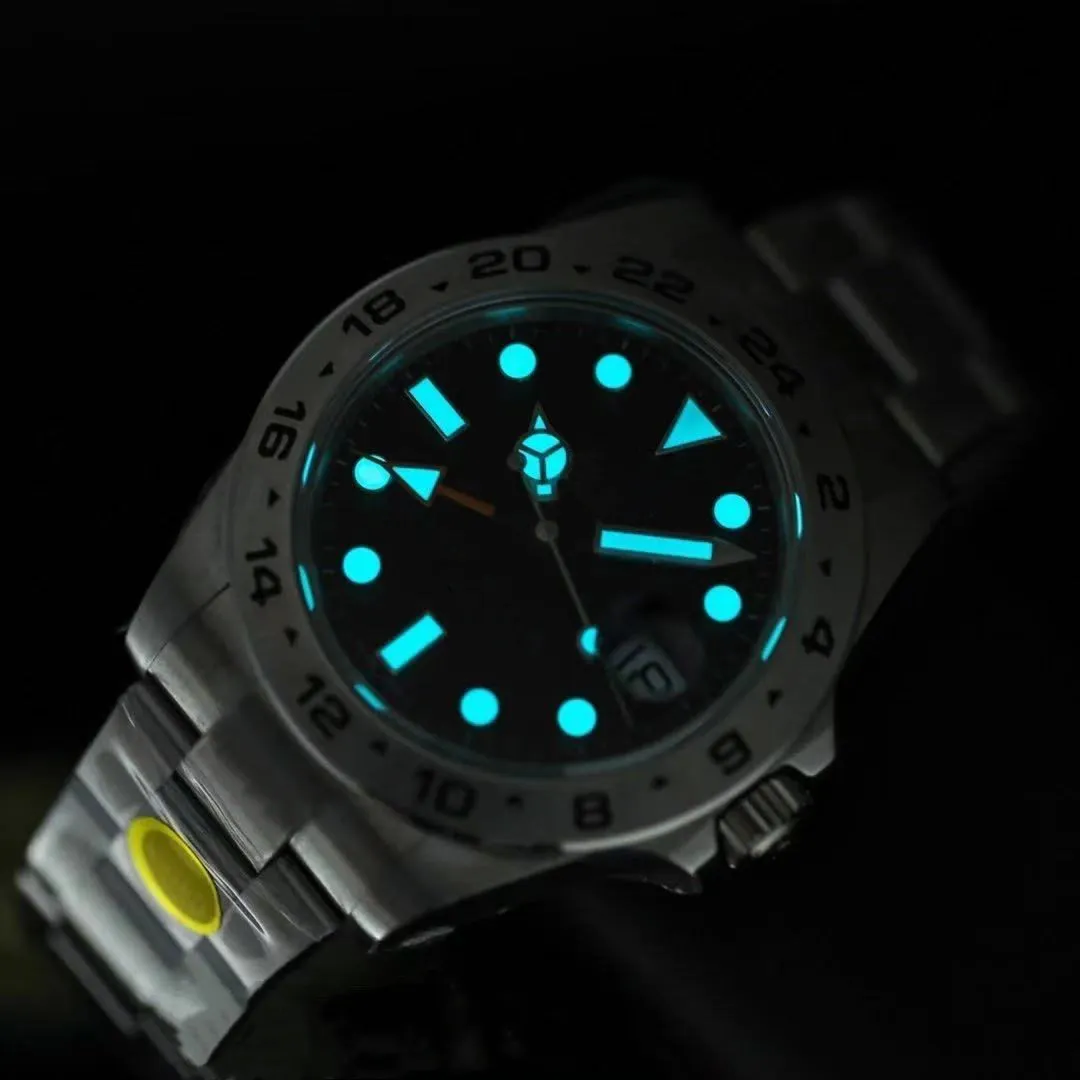 U1 High quality Casual Mens Watch exp Dual time zone 42mm Stainless Steel bracelet mechanical Automatic Watches Glowing finger fas204U