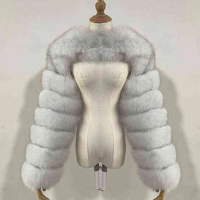 Mode hiver haute qualité fausse fourrure manteau femmes patchwork à manches longues chaud vison vestes courtes fourrure femme top 211220