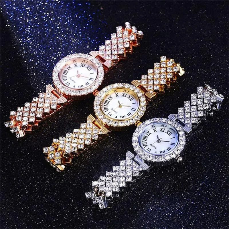 Luxury Fashion Diamond Quartz Watch double Bracelet set Exquisite Gift Factory Outlet Womens Watch Wristwatches208H