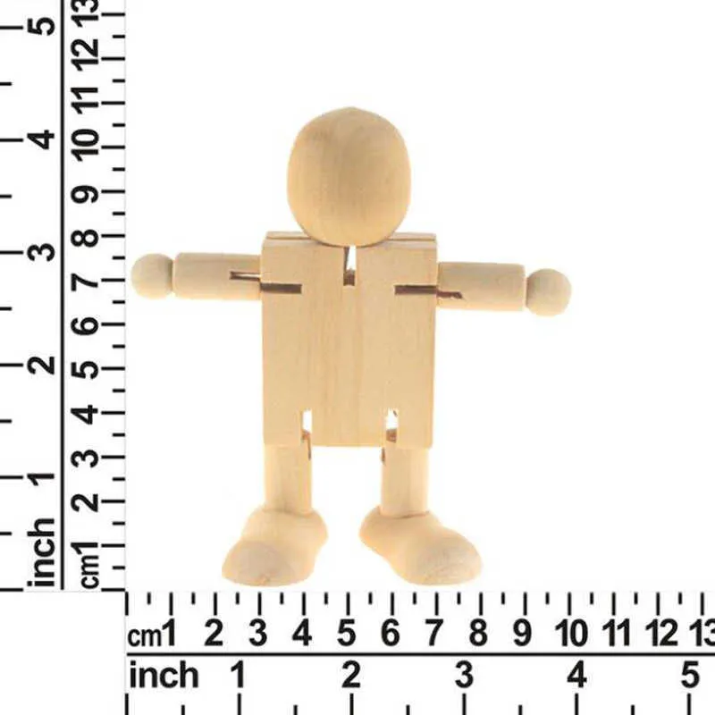 Peg Doll Limbs Movable Wooden Robot Toys Wood Doll DIY Handmade White Embryo Puppet for Children`s Painting ZC3391