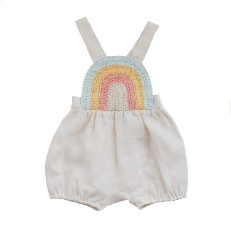 Kalinka crianças meninos e meninas verão macacão bonito arco-íris anjo asa toddler br roupas para 210619