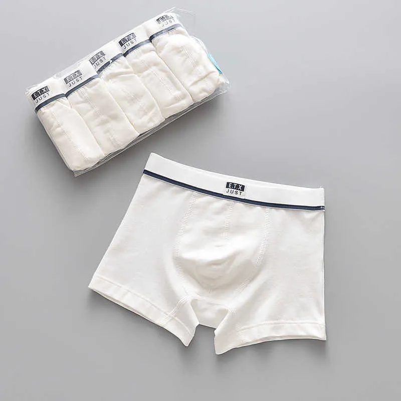 pack sous-vêtements pour garçons couleur blanc pur boxeurs courts culottes d'école pour adolescents sous-vêtements respirants pour enfants vêtements pour enfants 2106223024560