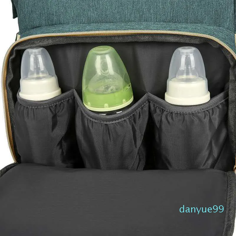 Grandes bolsas de pañales de maternidad de momia con cama plegable para viajar por bebé mochila al aire libre para mamá cambiando el bolso de cochecito de pañales266L