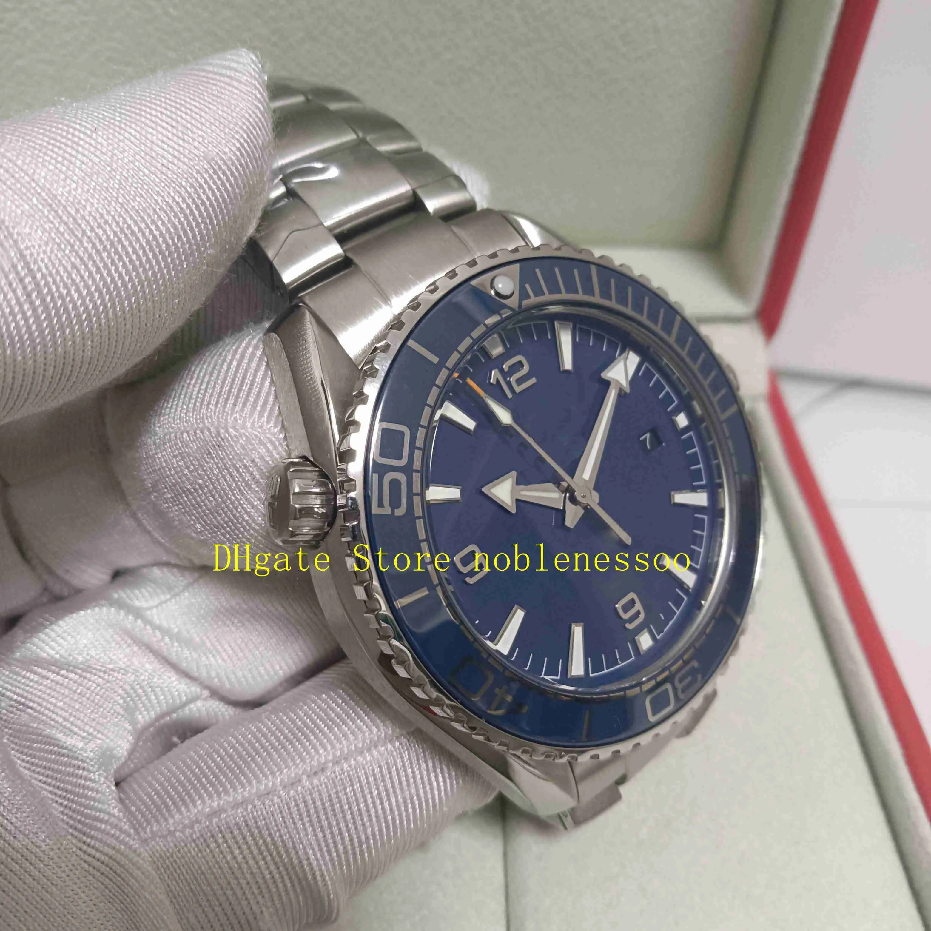 Cal 8900 With Original Box Men's Watch Mens Planet Blue Dial Ceramic Bezel 43 5mm 600M Stainless Steel Bracelet Trans306l