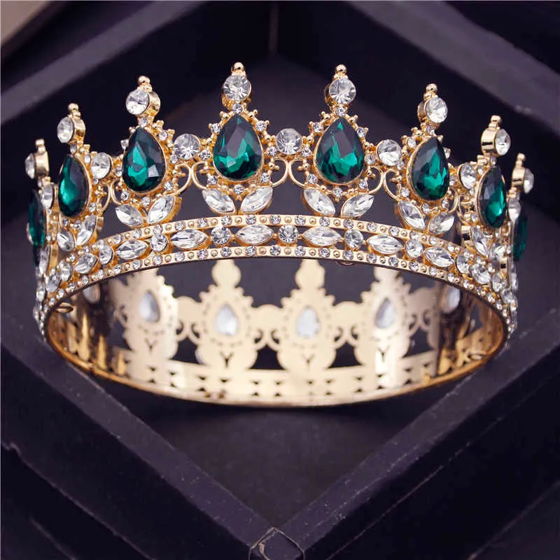 Metal Crown Bridal Diadem Royal Queen Tiaras Party Circle Head Ornaments Bankett Bröllop Huvudbonad Hår Smycken Tillbehör X0625