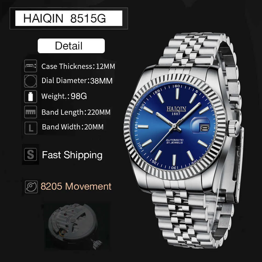 HAIQIN VIP LINK Pour Drop Shipping 2020 Montres automatiques pour hommes Top marque de luxe hommes montre étanche montre-bracelet mécanique mâle Q0902