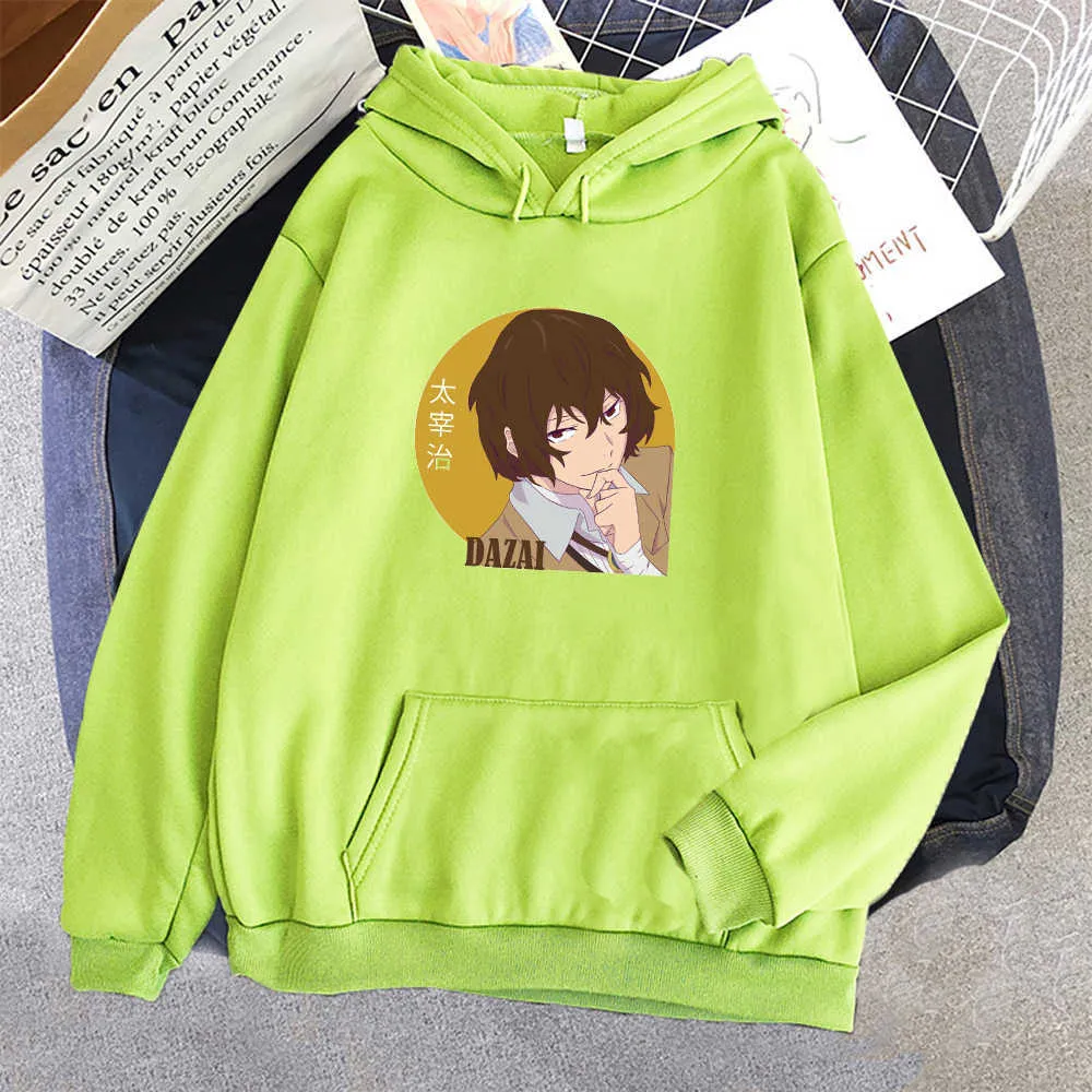 automne bungou chiens errants Anime imprimer Sweat à capuche étudiant casual basique Kpop Surdimensionné Streetwear Sudadera Mujer Corée style Sweat 210805