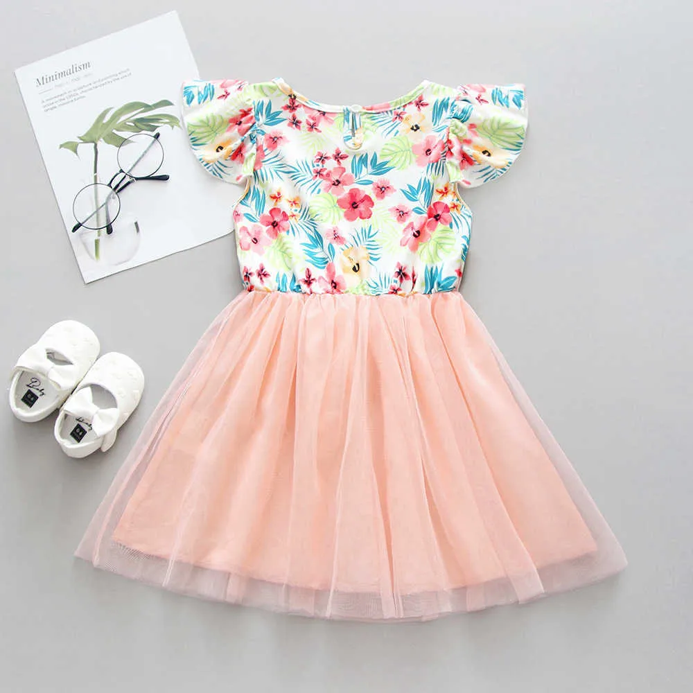 Toddler Girl Flower Dress for Kids Summer Casual Clothing Lovely Leaves Fresh Sundress Clothes Children 210529