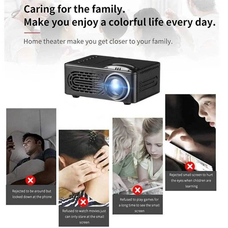 7500 Lumens 1080P HD LED Portable Projecteur 320x240 Résolution Multimédia Home Cinéma Film Beamer Vidéo Théâtre 210609