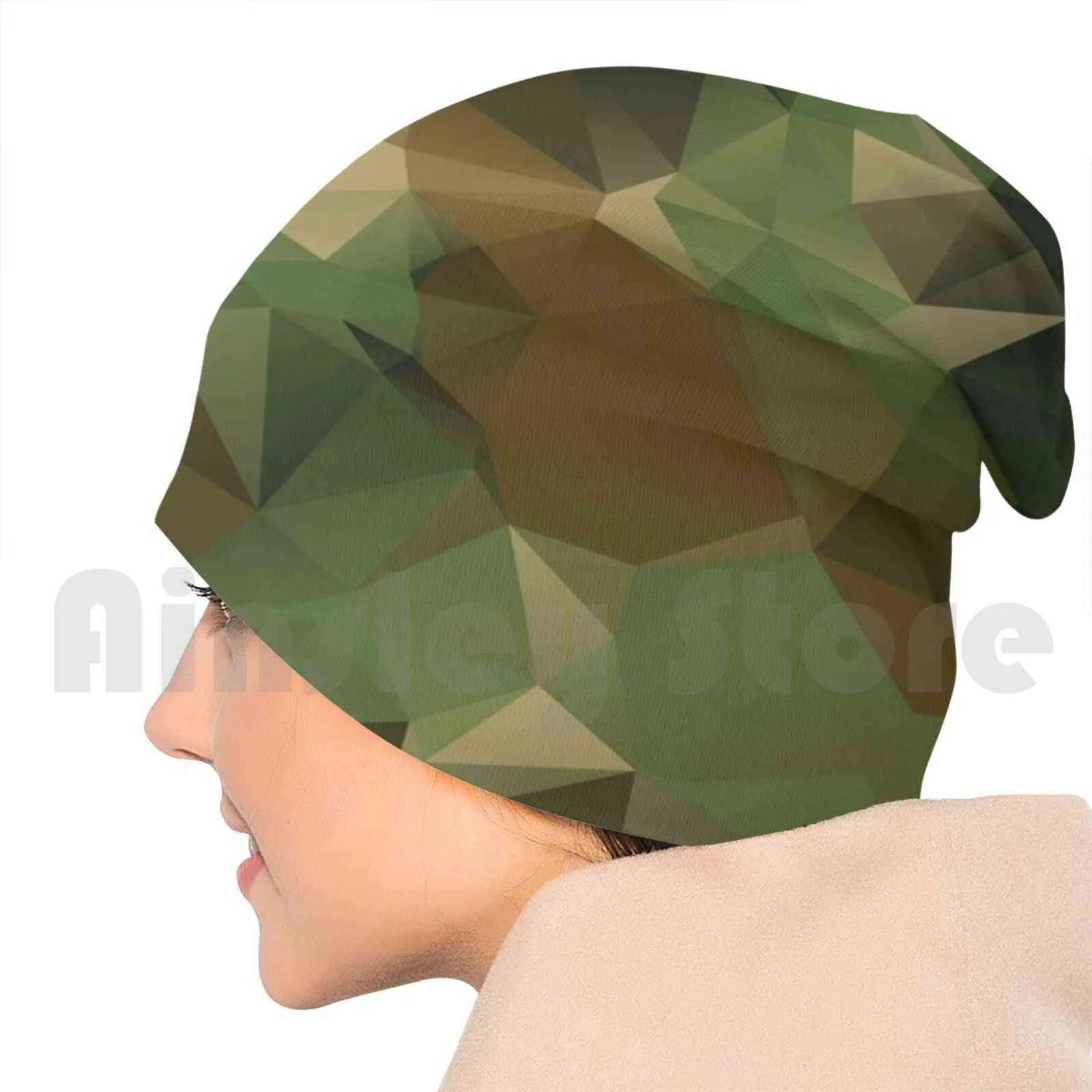 Polígono Feijão de Camuflagem Malha Chapéu 1605 Gosinhos Imprimir Polígono Camuflagem Camo Low Poly Abstract Camo Padrão Y21111