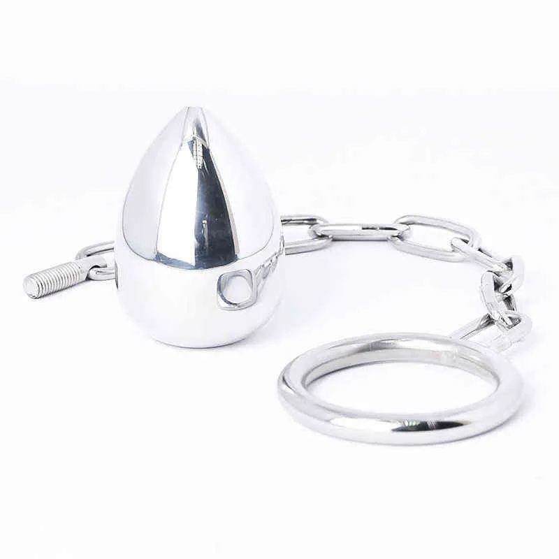 NXY Anal sex toys BDSM 29cm Stainless Steel Anal Plug Beads with Cock Ring Climax Butt Prostate Toys Dilator Male Punishing Gay Sex Toy 1123