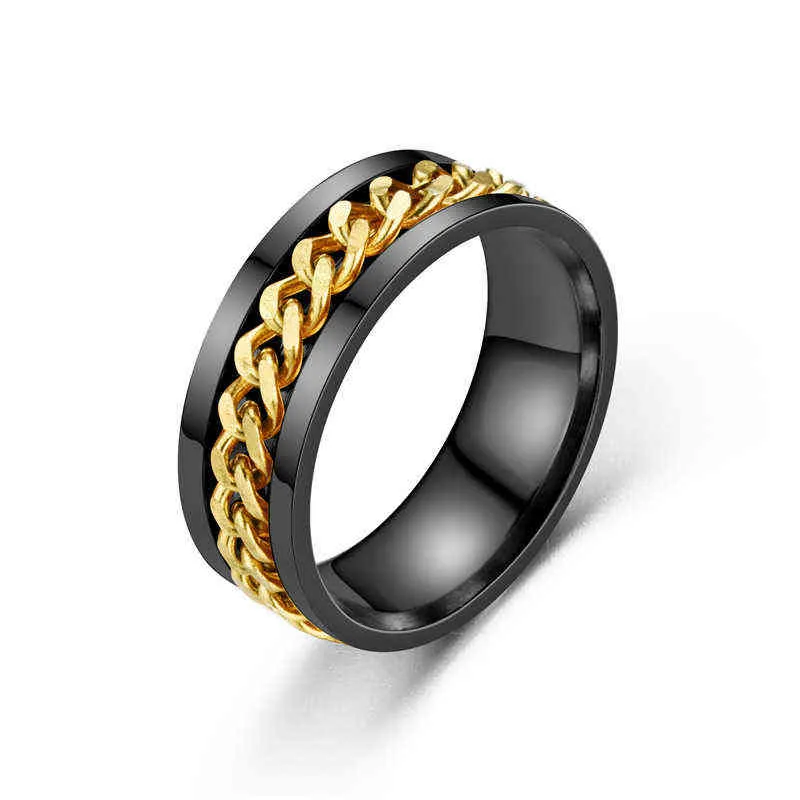 Mode roestvrij staal roteerbare mannen paar ring hoge kwaliteit spinner ketting roteerbare ringen punk vrouwen man sieraden voor partij gift G1125