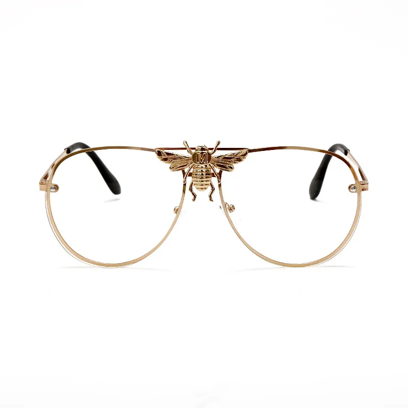 Man Woman Solglasögon Summer Street Fashion Sun Glasses Metal Bee Glasses UV400 Full Frame 245a