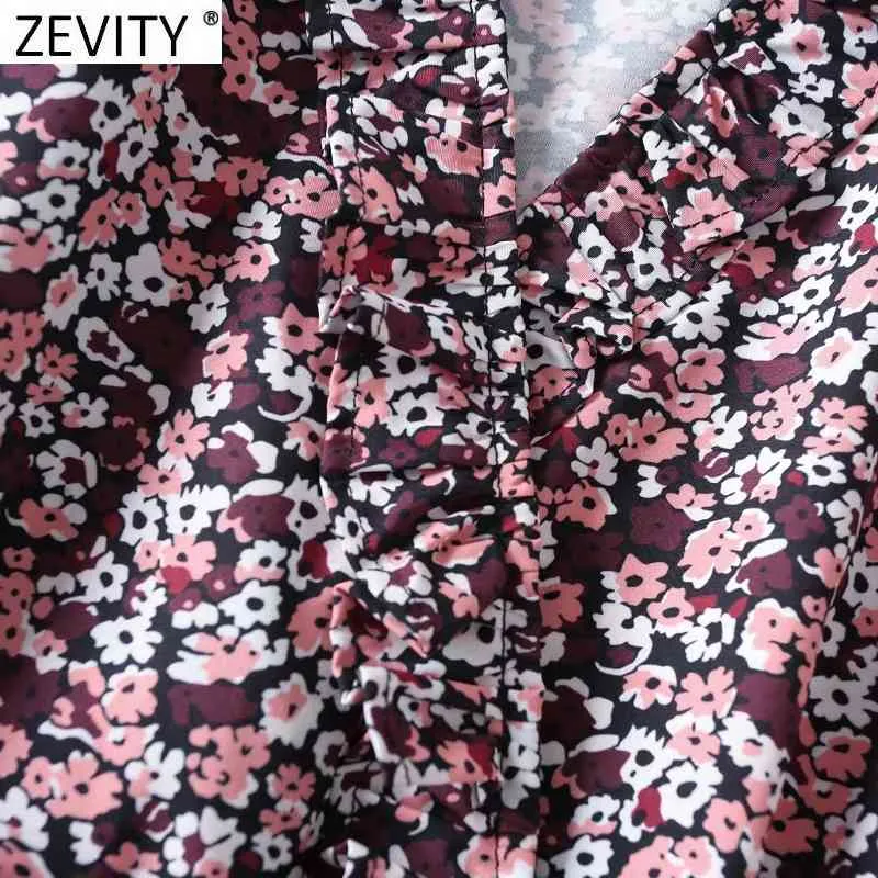 Women Vintage V Neck Floral Print Bow Tied Sashes Midi Dress Female Chic Long Sleeve Ruffles Party Vestido DS4974 210420